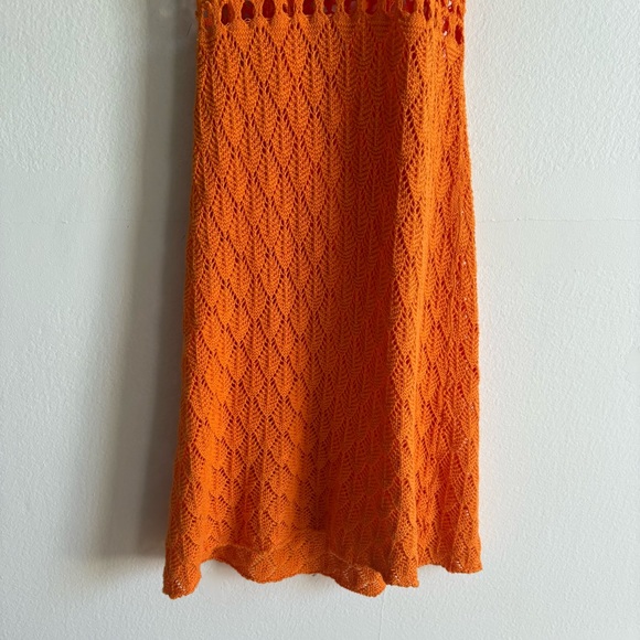 Gimaguas Sz S Pachanka Crochet Orange Resort Beach Halter Mini Dress - Picture 6 of 8